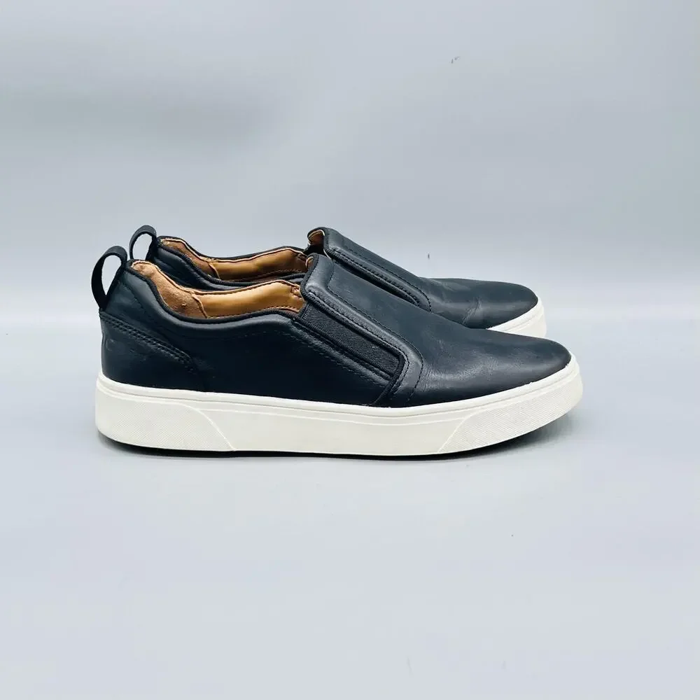 Vionic Shoes Womens 7 Black Leather Slip On Platform Walking Sneakers Comfort